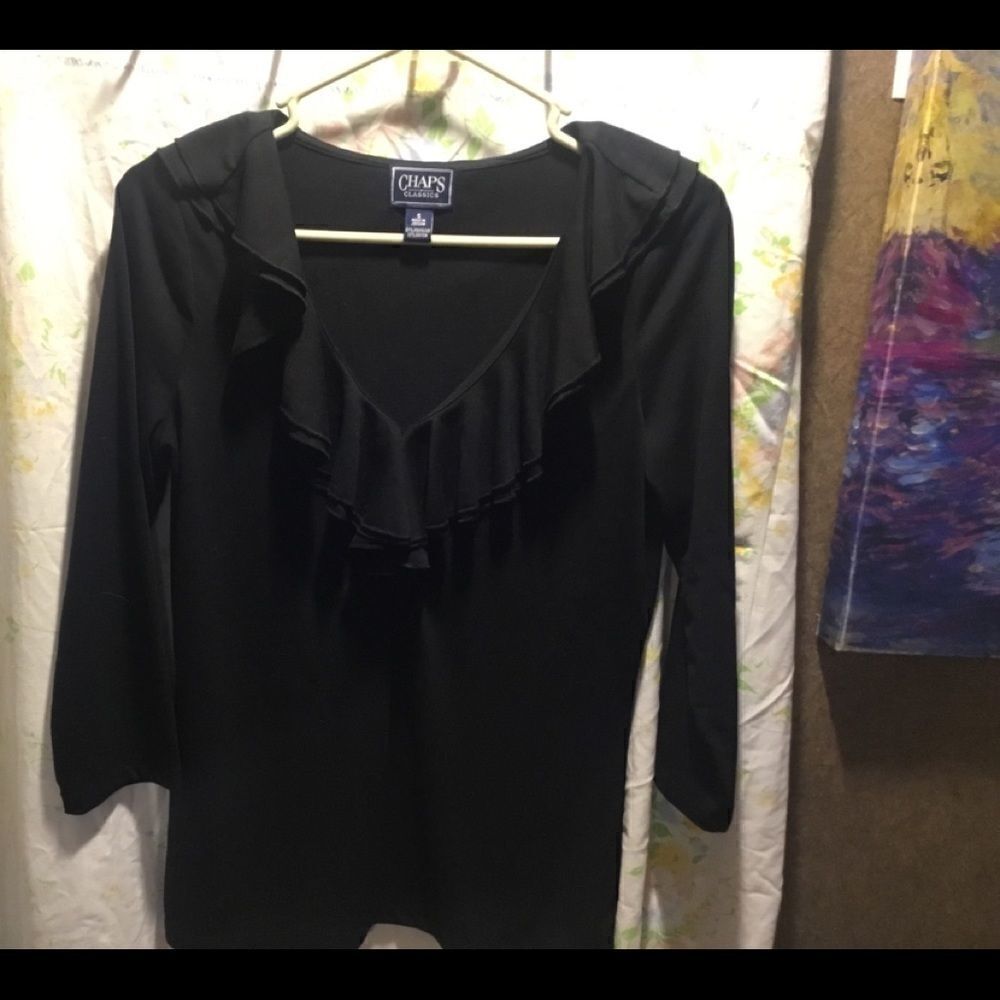 CHAPS 3/4 Sleeve Ruffled Top Sz. Small